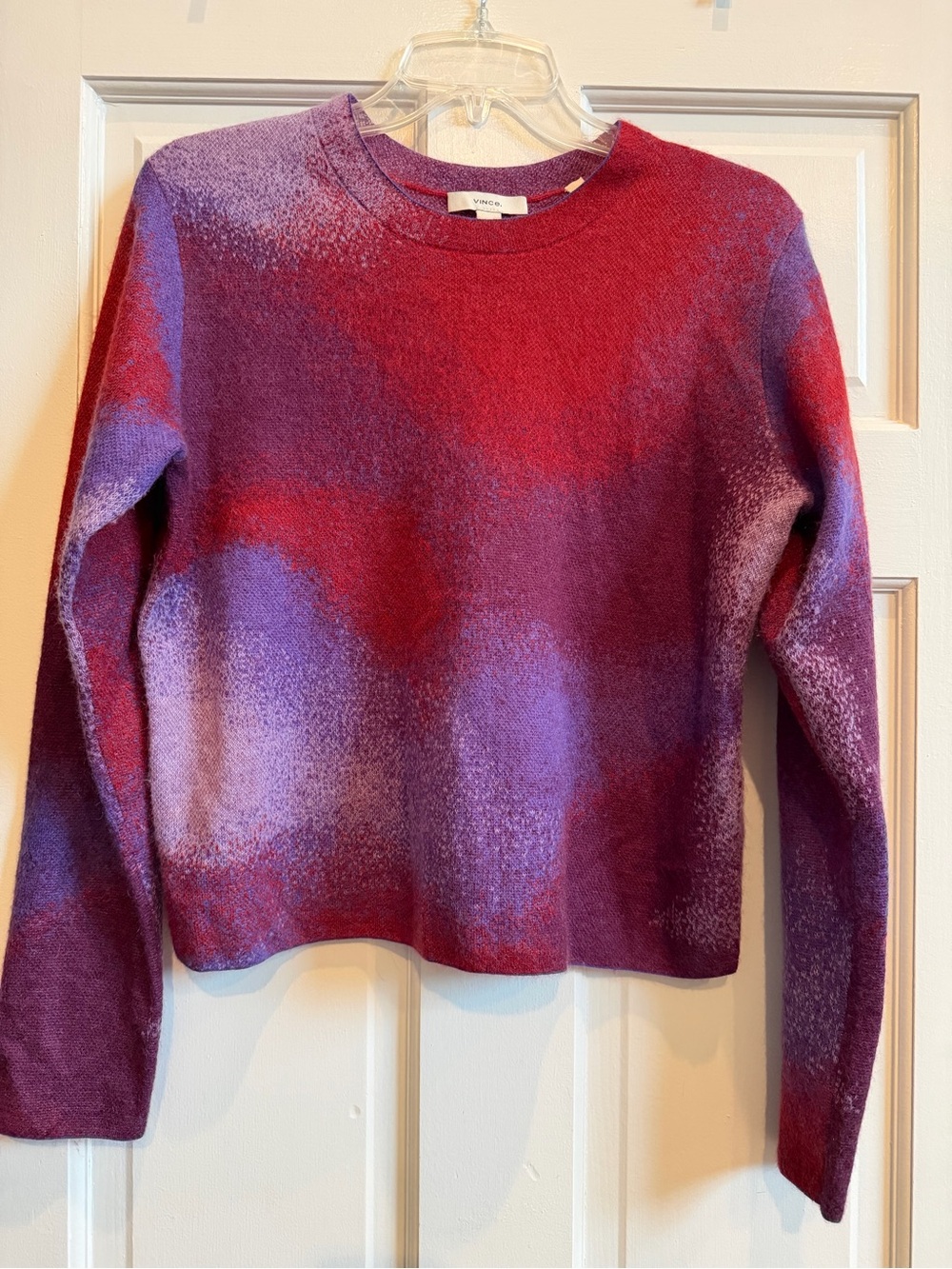 Vince Mohair Ombré Jacquard Purple and Red Crewneck Sweater, M